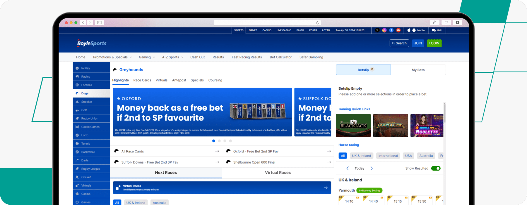 Boylesports Greyhound Betting desktop screenshot