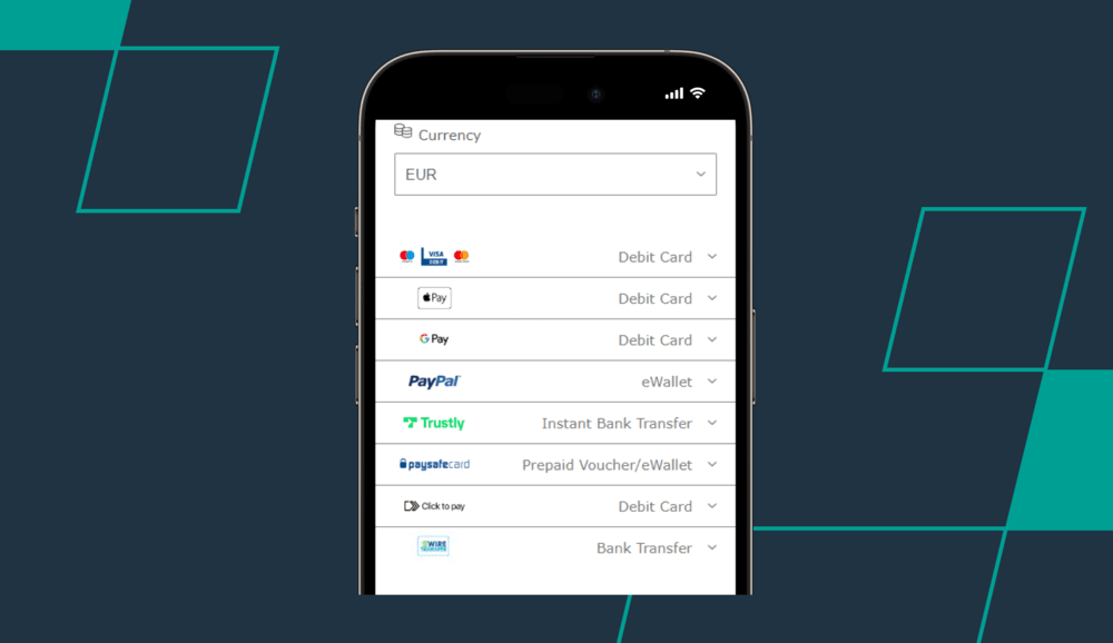 Screenshot of bet365 Payment Methods Page desktop