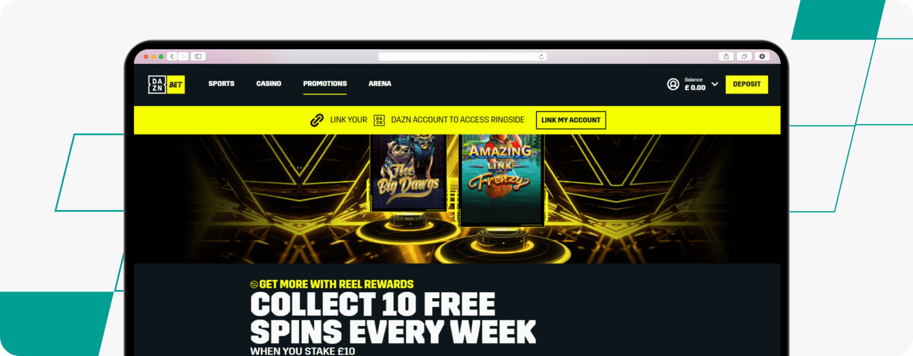 dazn bet 10 free spins weekly offer screenshot