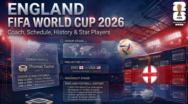 England FIFA World Cup 2026: Squad, Schedule & History